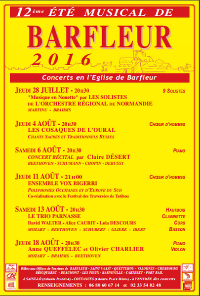 Affiche Eté musical Barfleur 2016