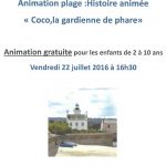 Barfleur Animation plage Coco la gardienne de phare 22 juillet 2016